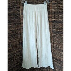 NWT Lotus & Luna Wide Leg 100% Brushed Gauze Cotton Pants Small Beach Minimalist